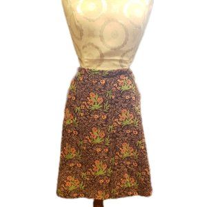 Floral Brown & Pink odille Anthropology Skirt